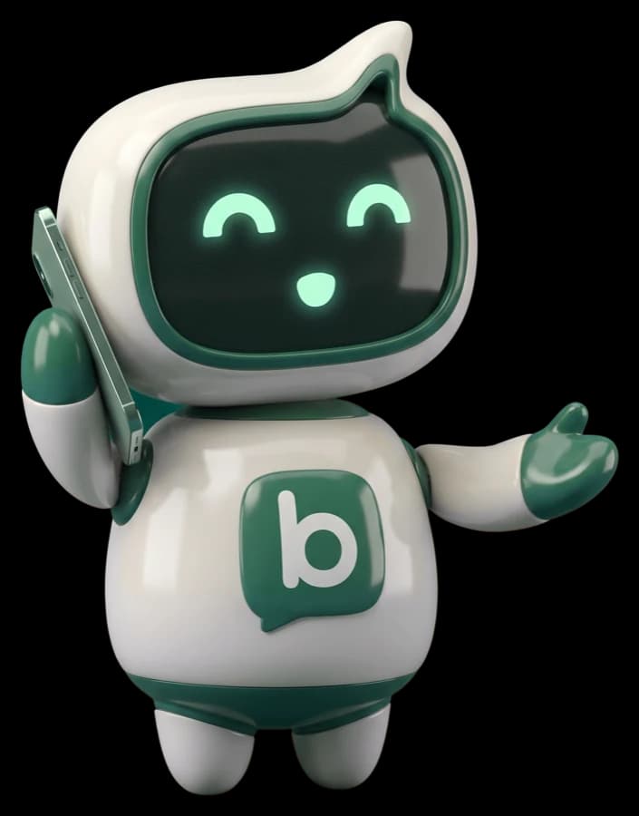The aiBalas mascot, holding a phone